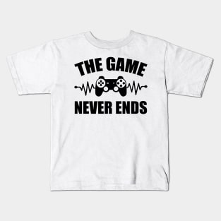 game never ends heartbeat controller gamer quote gaming Kids T-Shirt